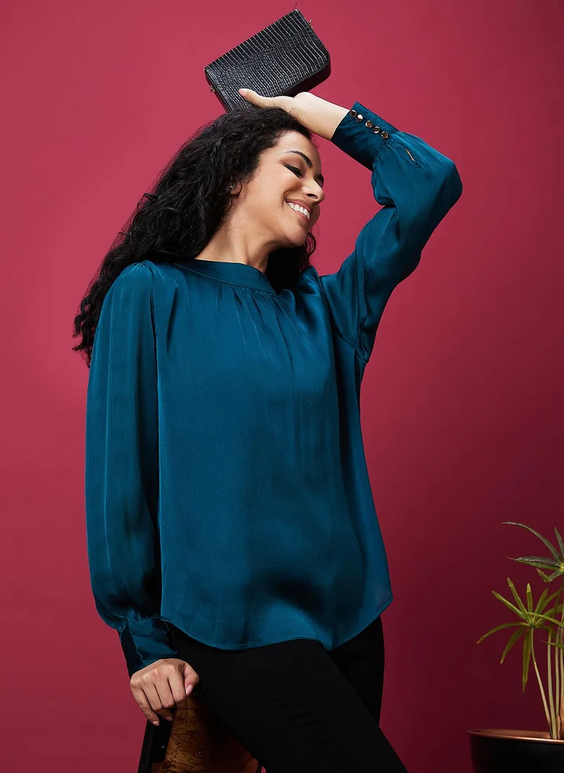 جلو باص بلوزة نسائية مجتمعة من جلوبس